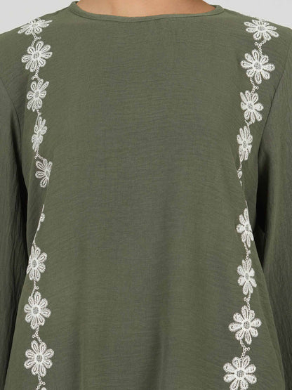 Textured Cotton Co-ord Set- Embroidered