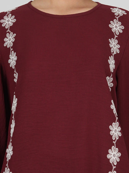 Textured Cotton Co-ord Set- Embroidered
