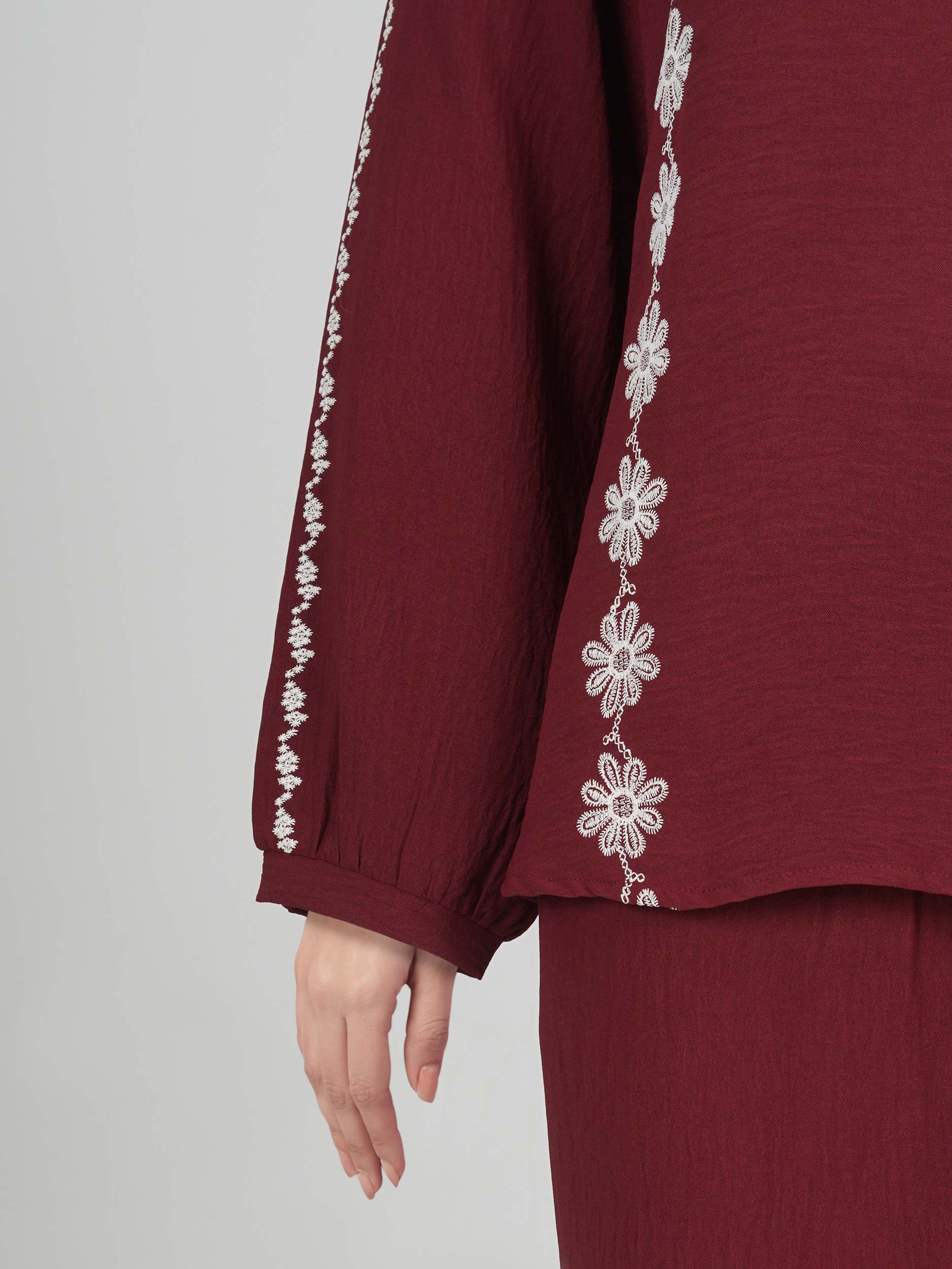 Textured Cotton Co-ord Set- Embroidered
