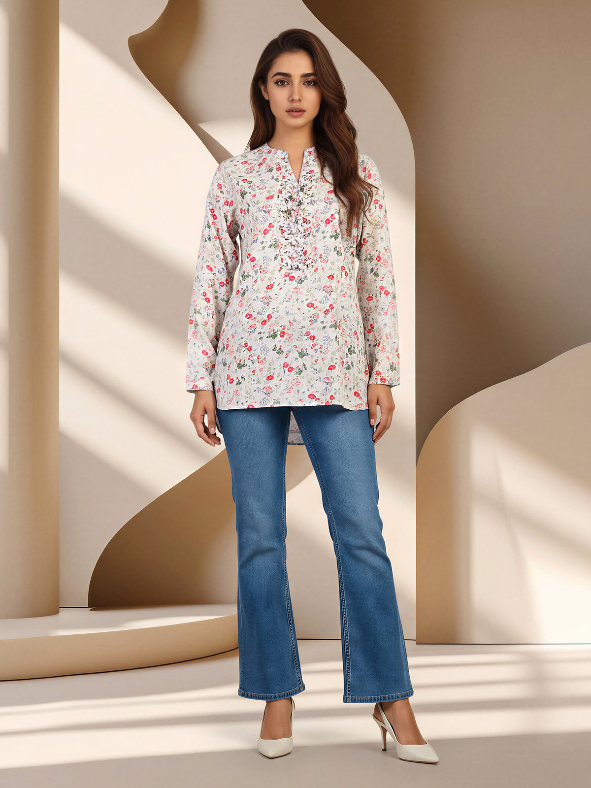 Floral Cuffed Top
