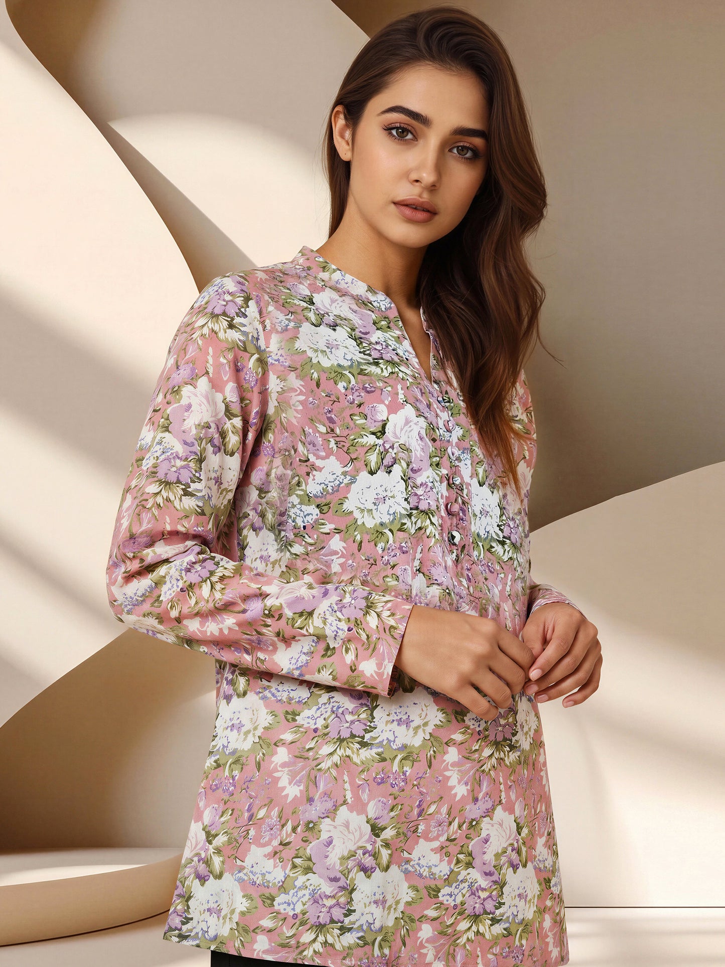 Floral Cuffed Top