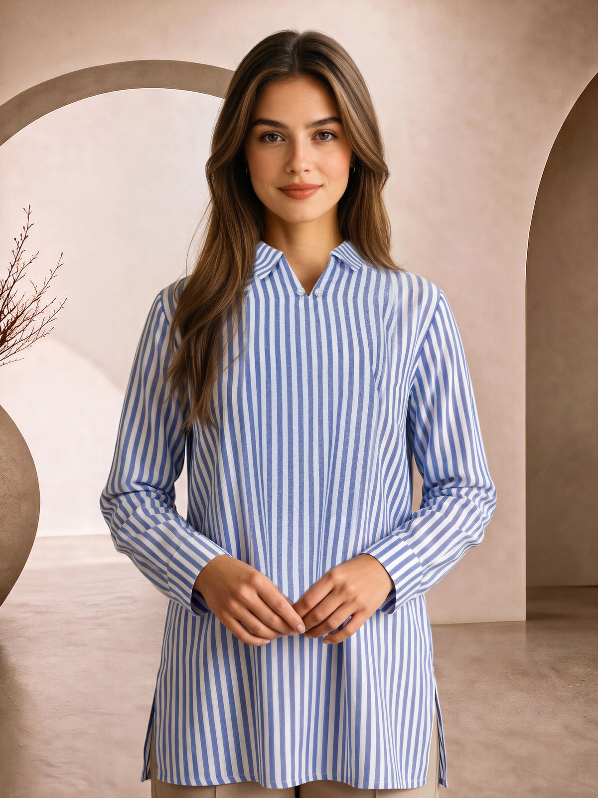Striped Collar Top