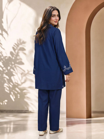 Viscose Slub Co-ord Set- Embroidered
