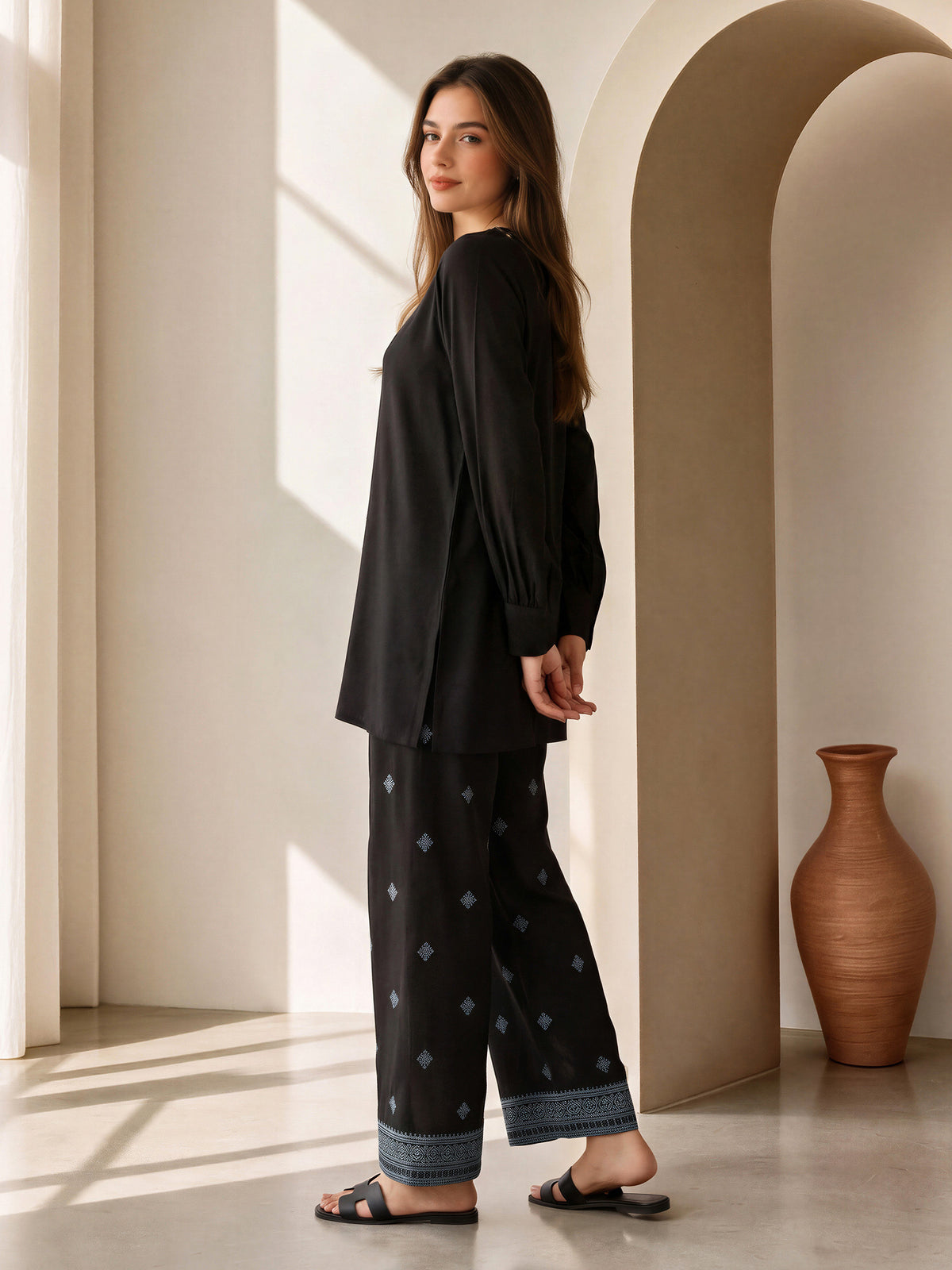 Viscose Co-ord Set- Embroidered