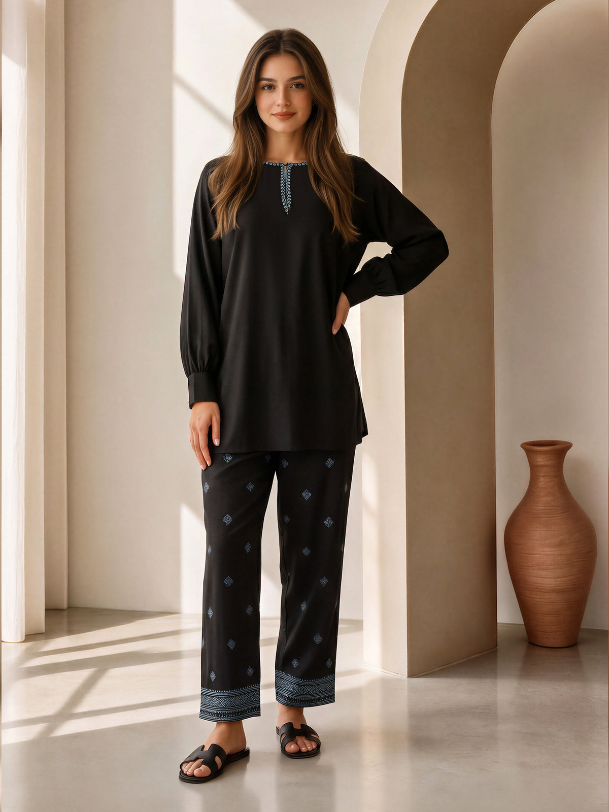 Viscose Co-ord Set- Embroidered