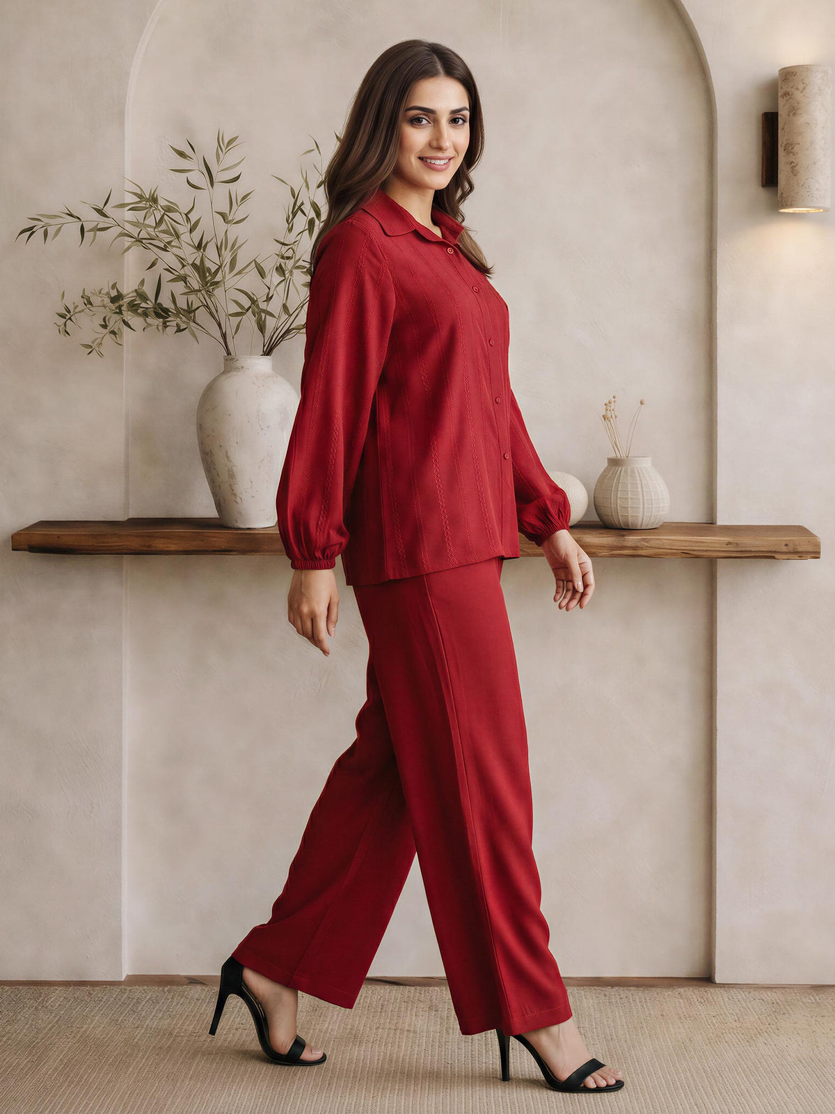Button Down Co-ord Set- Embroidered