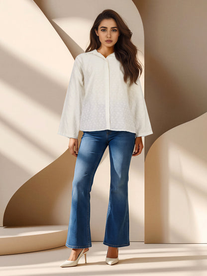 Eyelet Collared Top