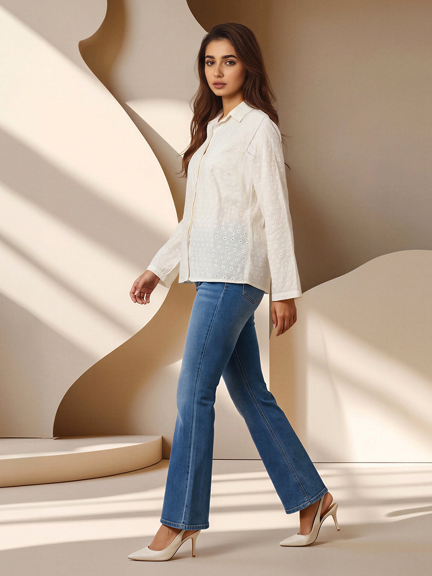 Eyelet Collared Top