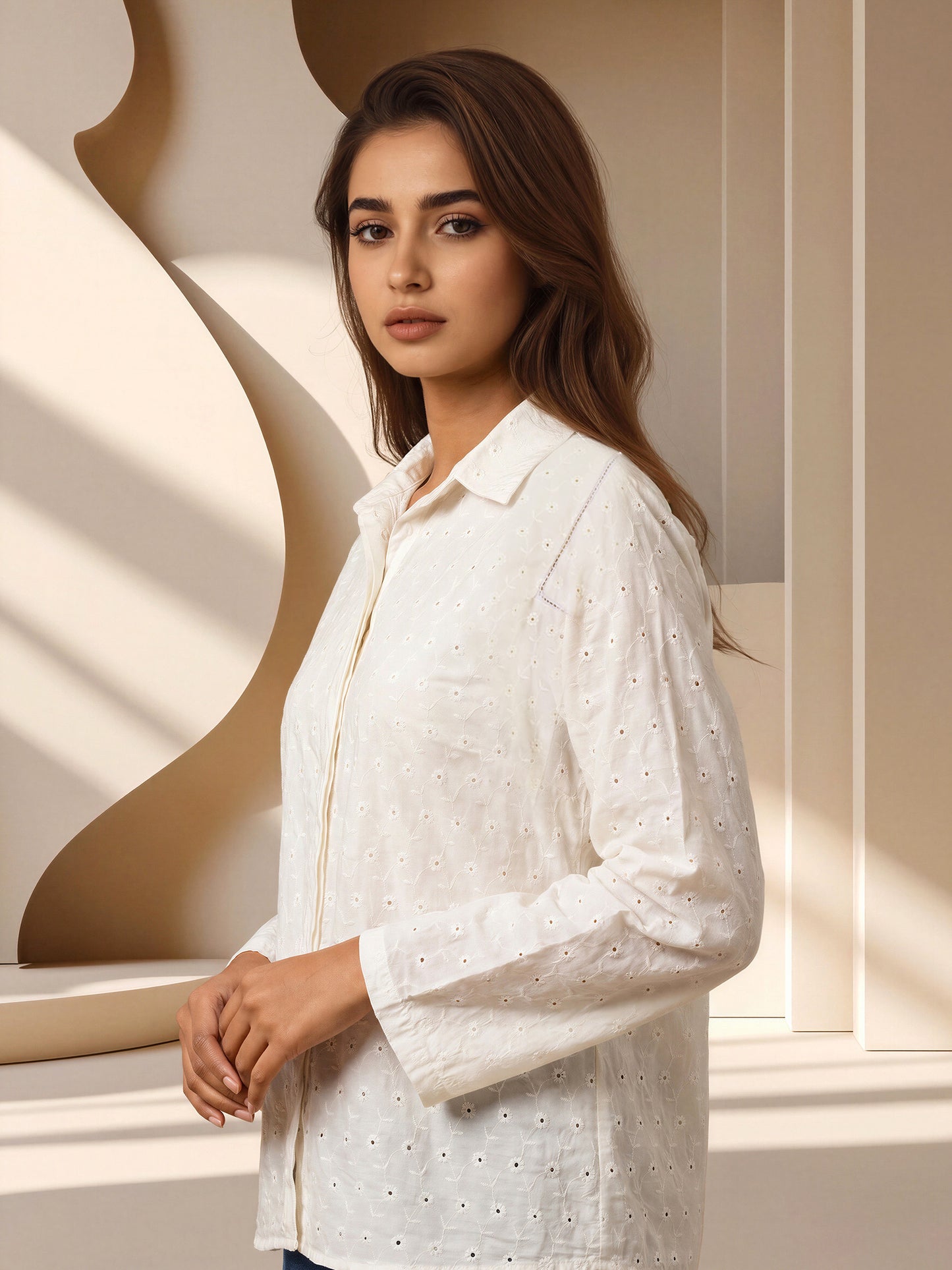 Eyelet Collared Top