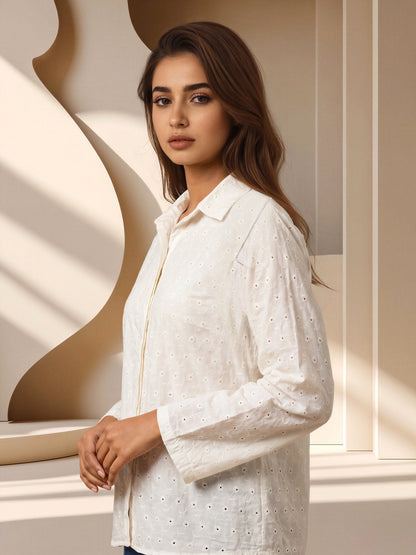 Eyelet Collared Top