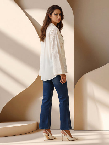 Eyelet Collared Top