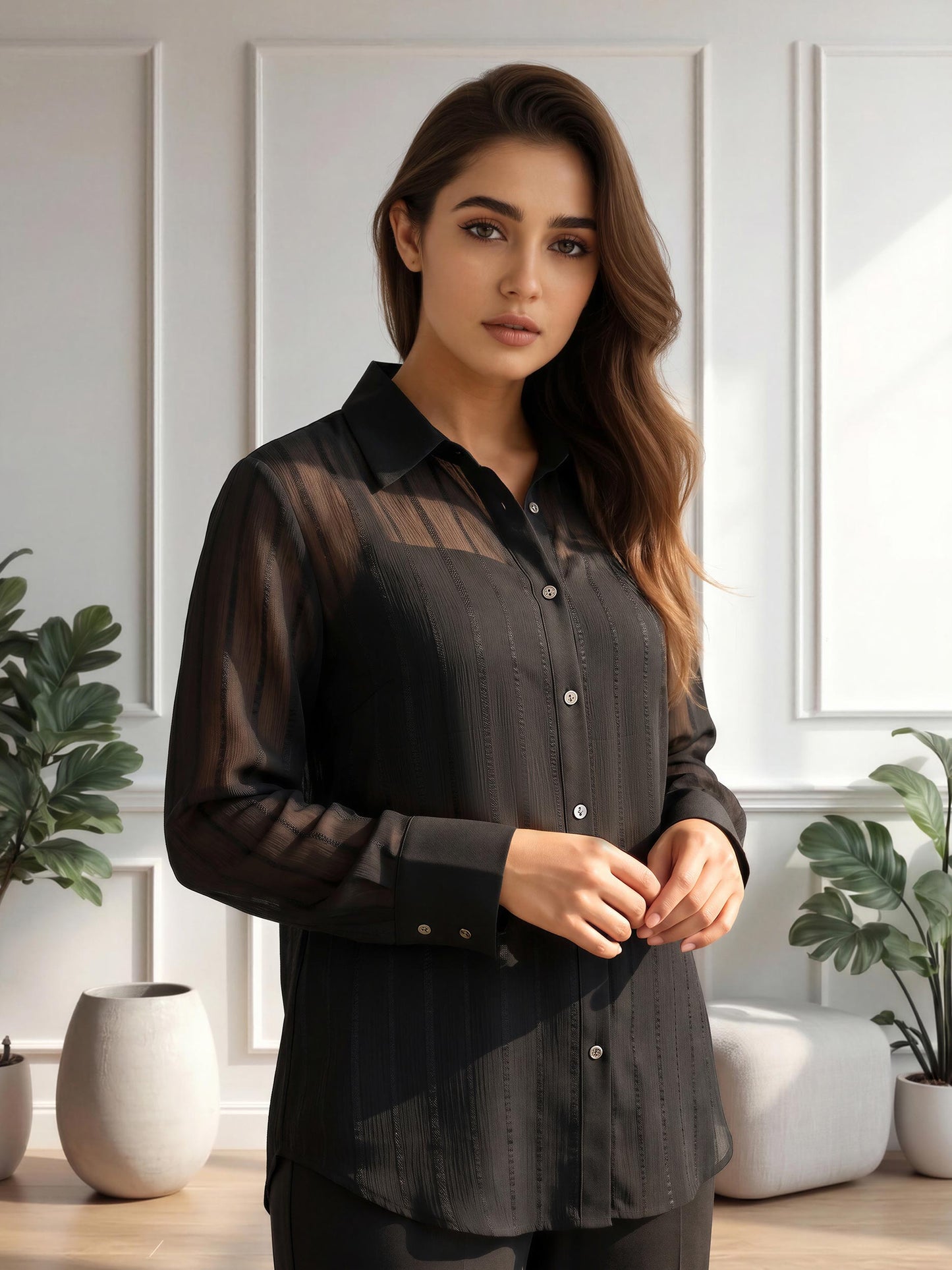 Striped Collared Top