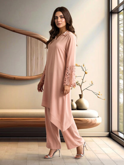 2 Piece Silk Premium Suit- Embroidered (Pret)