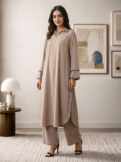 2 Piece Premium Silk Suit- Embellished (Pret)