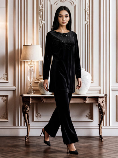 Velour Shimmer Co-ord- Embellished