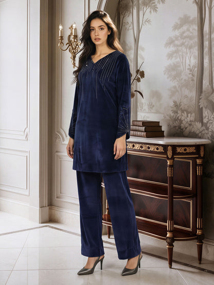 Velour Co-ord Set- Embellished