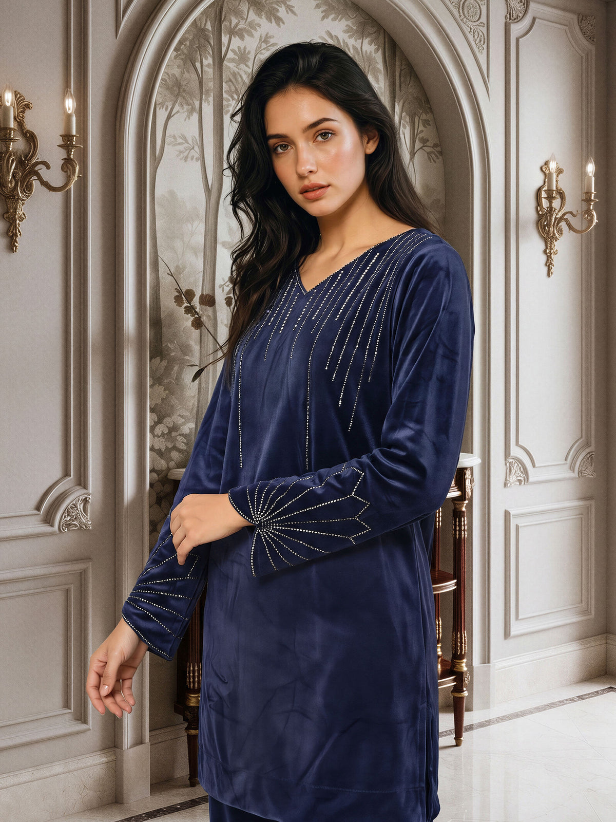 Velour Co-ord Set- Embellished