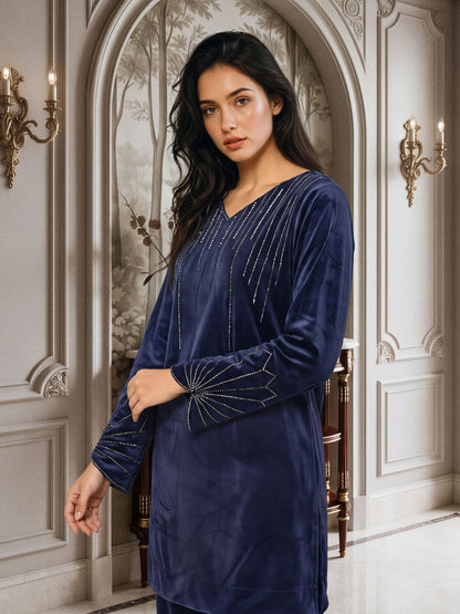 Velour Co-ord Set- Embellished