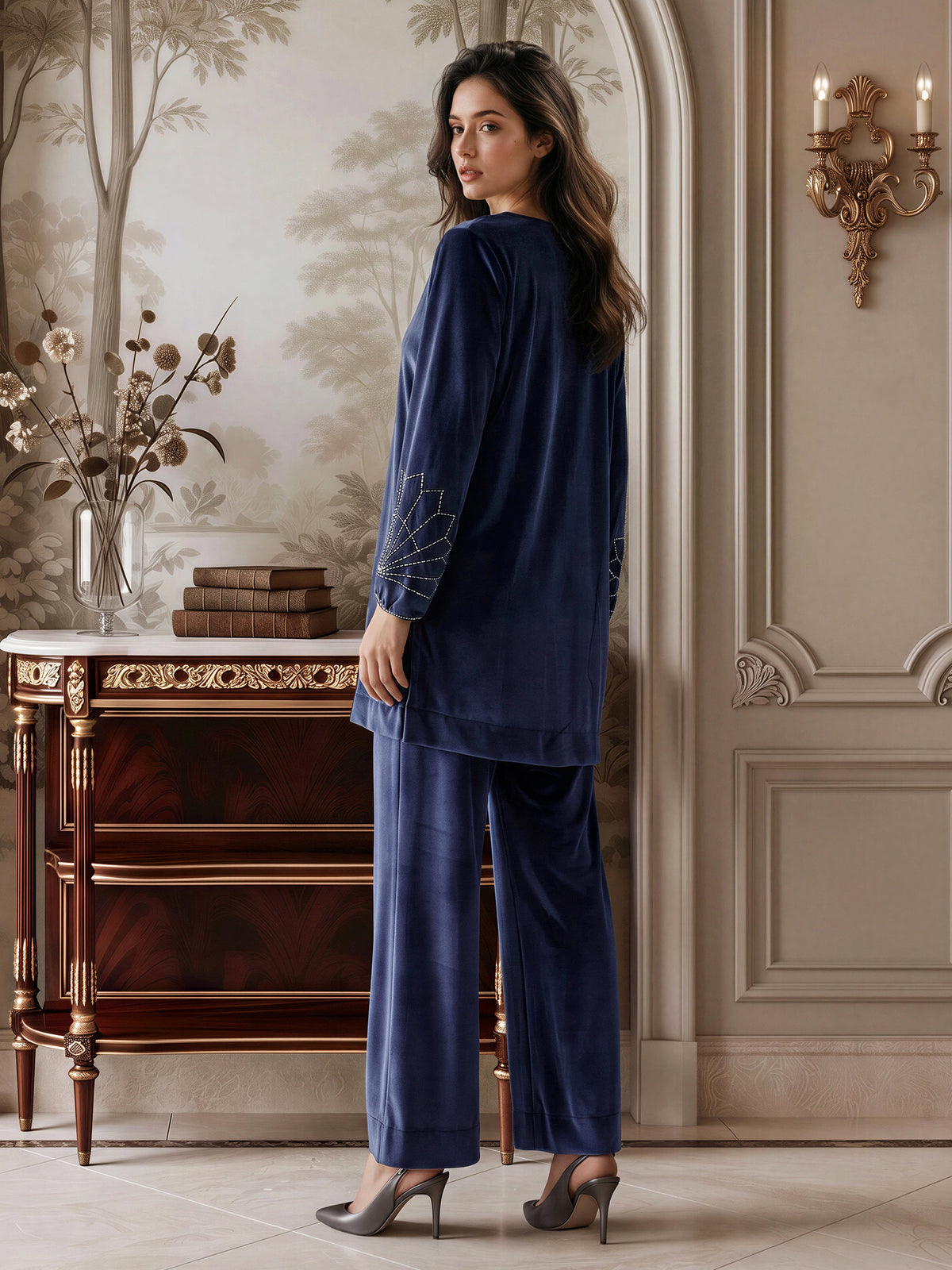 Velour Co-ord Set- Embellished