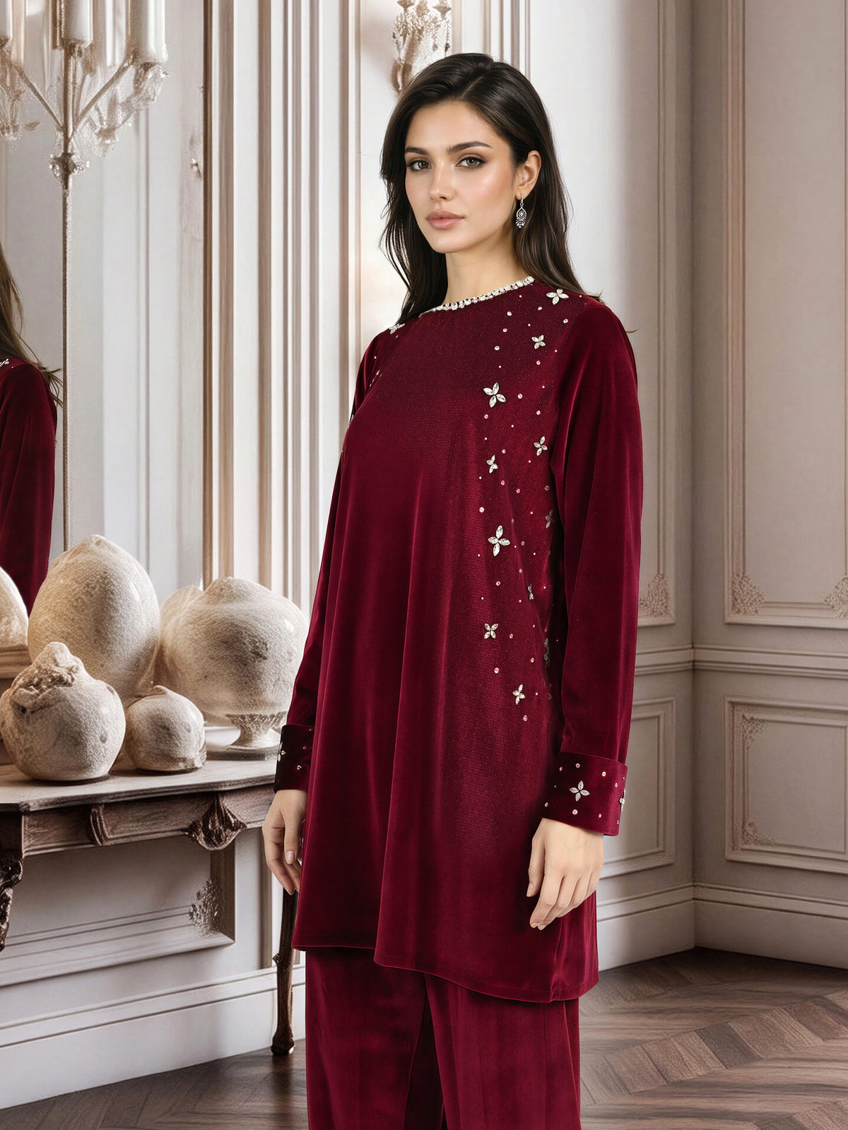 Velour Shimmer Co-ord- Embellished