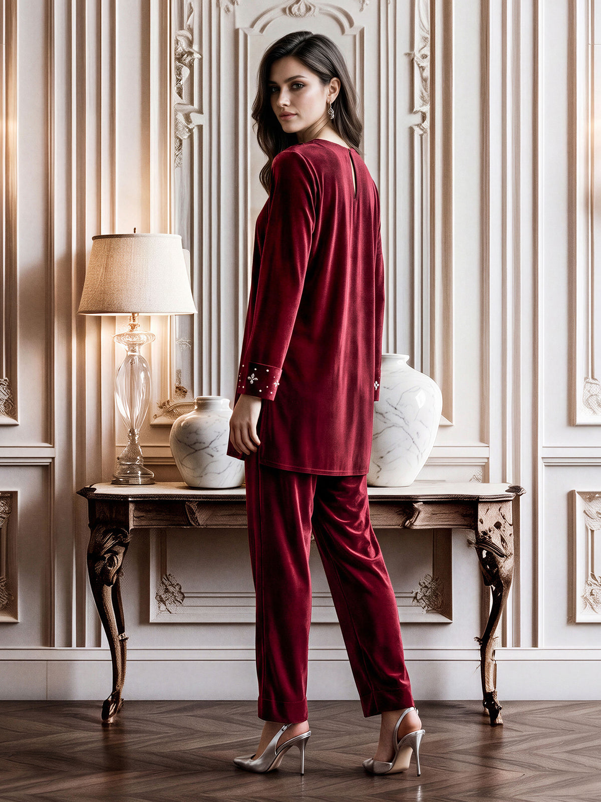 Velour Shimmer Co-ord- Embellished