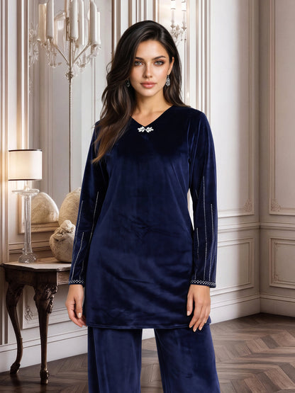 Velour Co-ord Set- Embellished