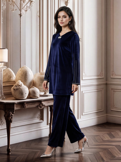 Velour Co-ord Set- Embellished