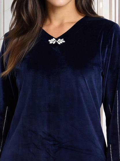 Velour Co-ord Set- Embellished