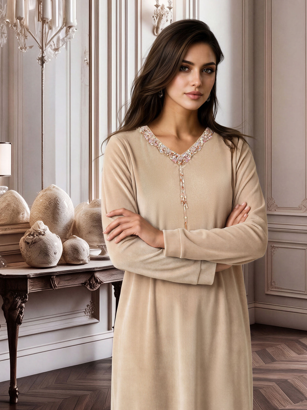 Velour Kaftan- Embellished
