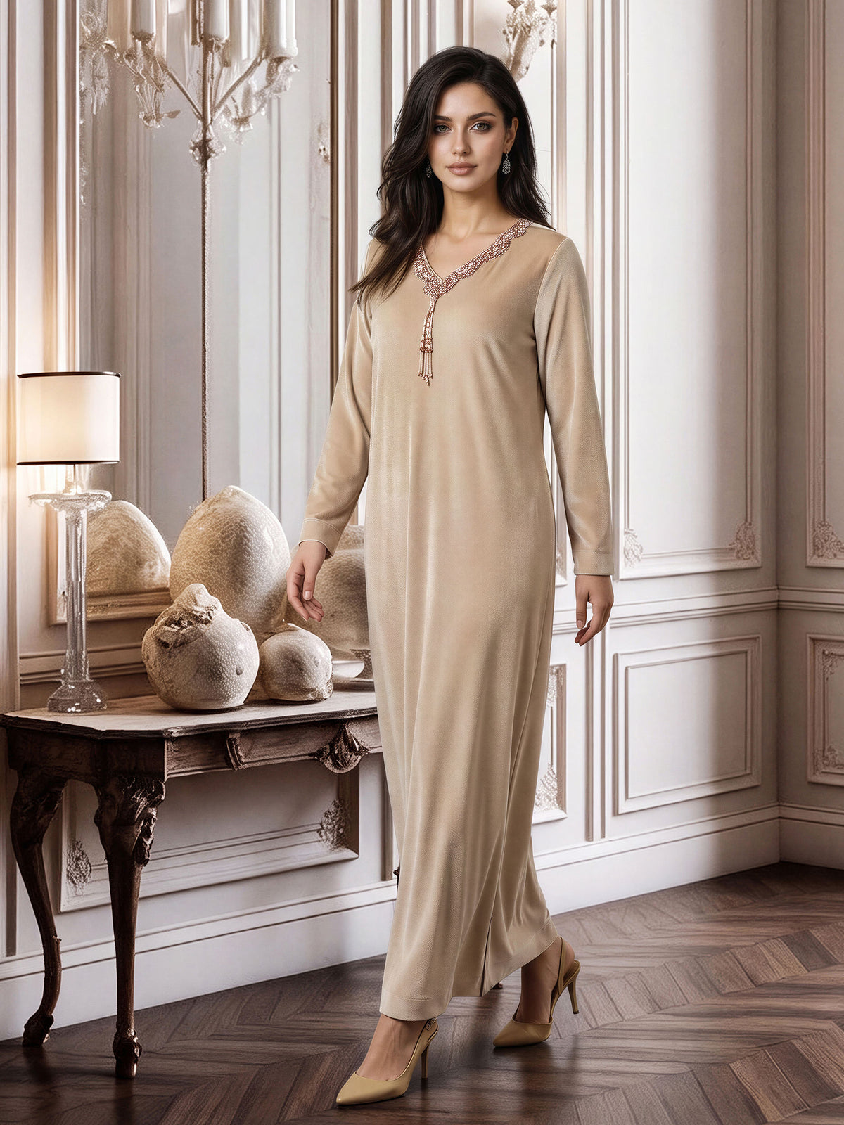 Velour Kaftan- Embellished