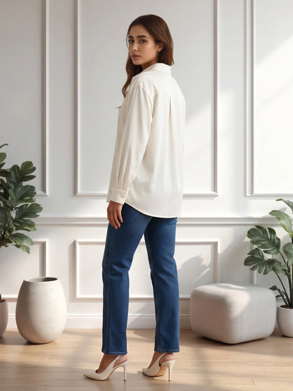 Pleated Button-Down