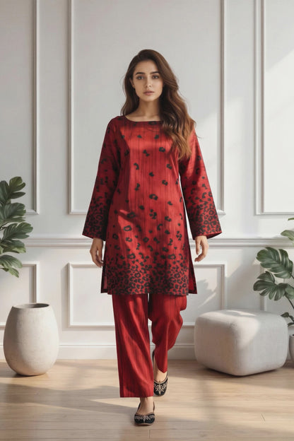 2 Piece Silk Suit- Embroidered (Pret)