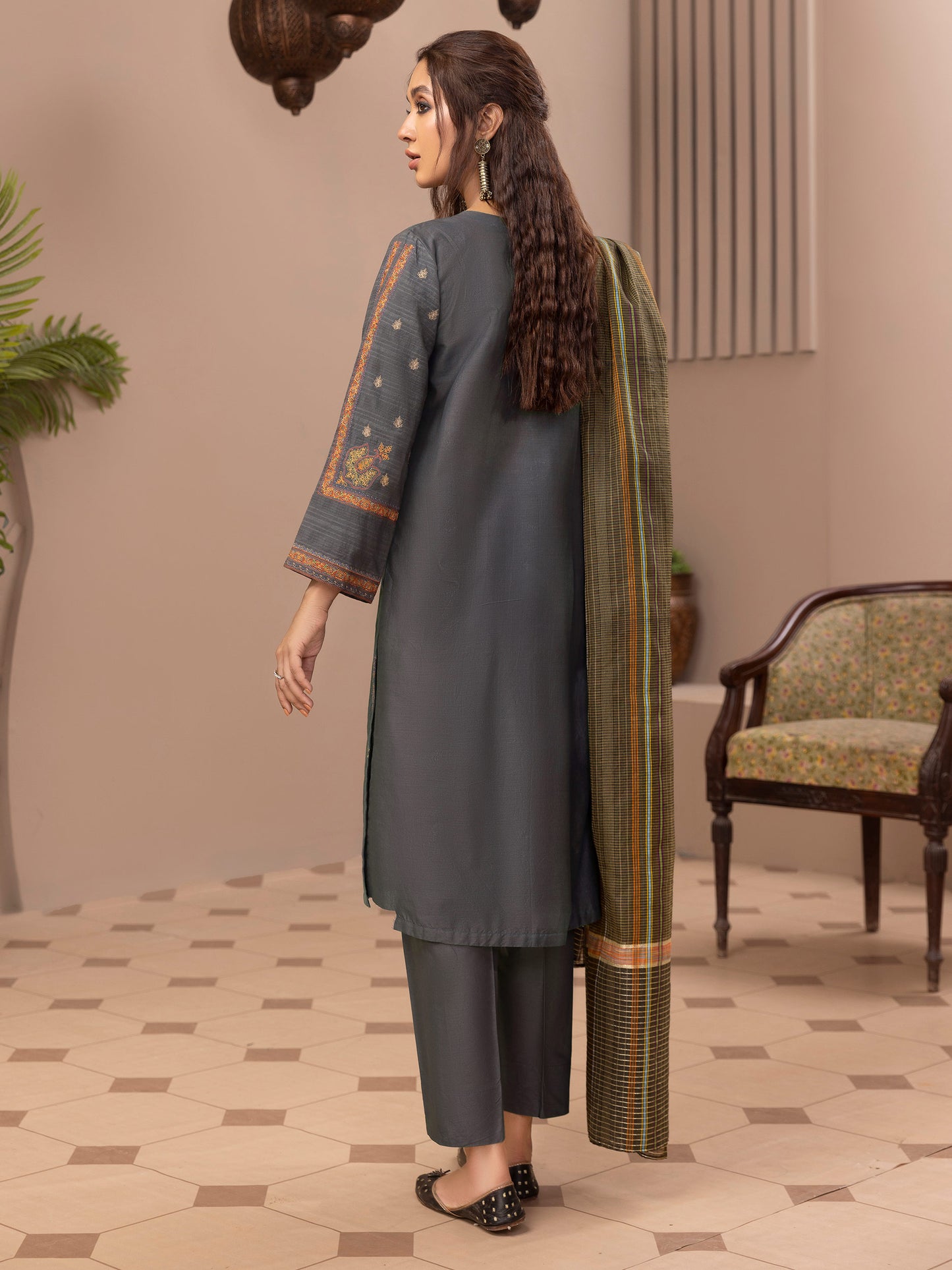 3 Piece Embroidered Yarn Dyed Suit