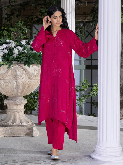 2 Piece Karandi Suit-Embroidered (Pret)