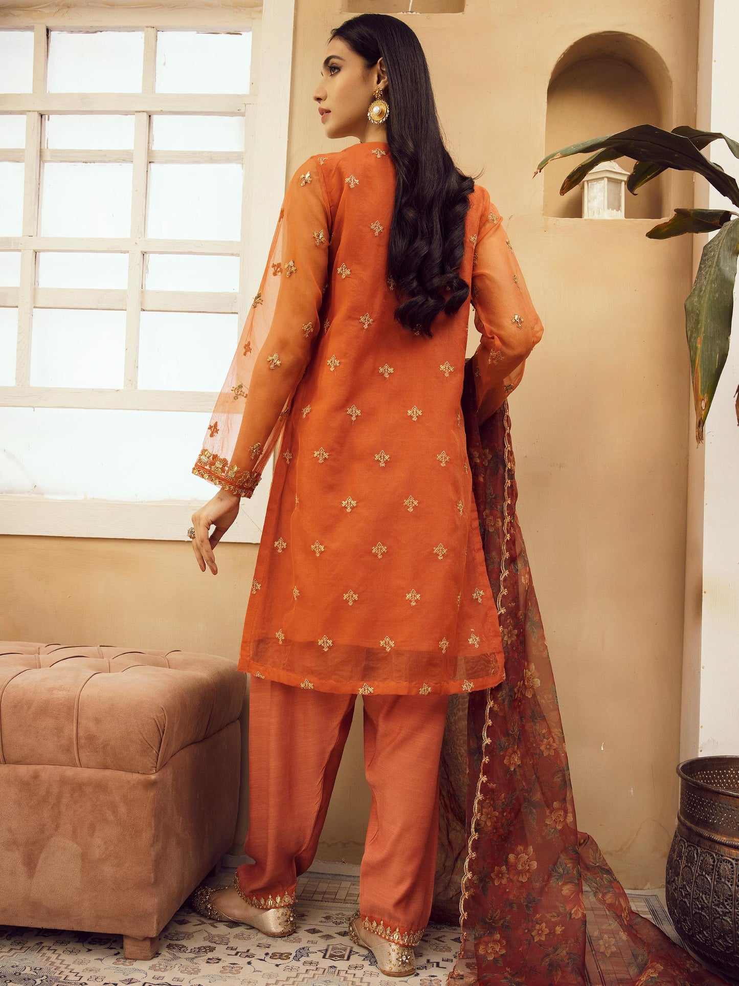 3 Piece Organza Suit-Embroidered (Pret)