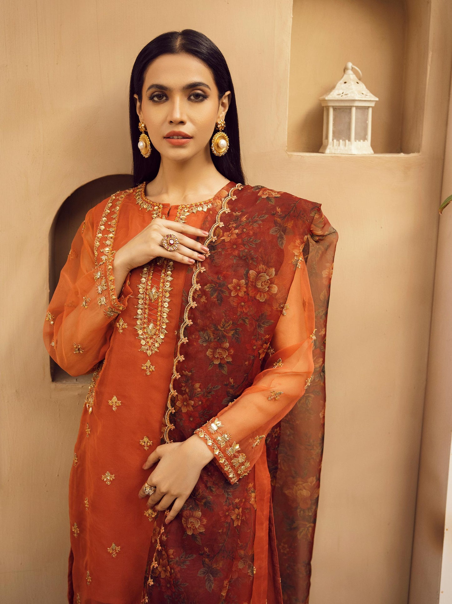 3 Piece Organza Suit-Embroidered (Pret)