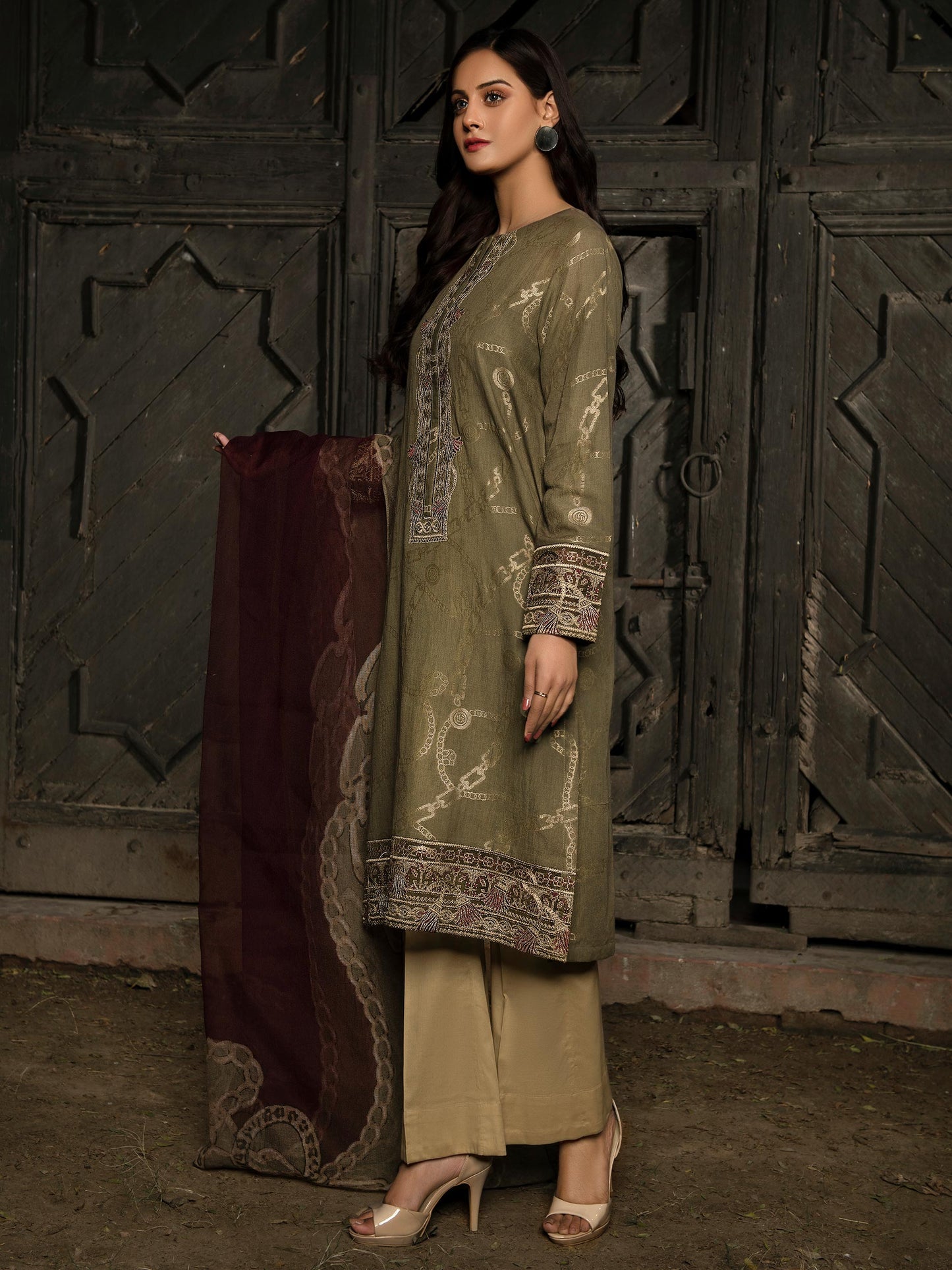 2 Piece Jacquard Suit-Embroidered (Unstitched)