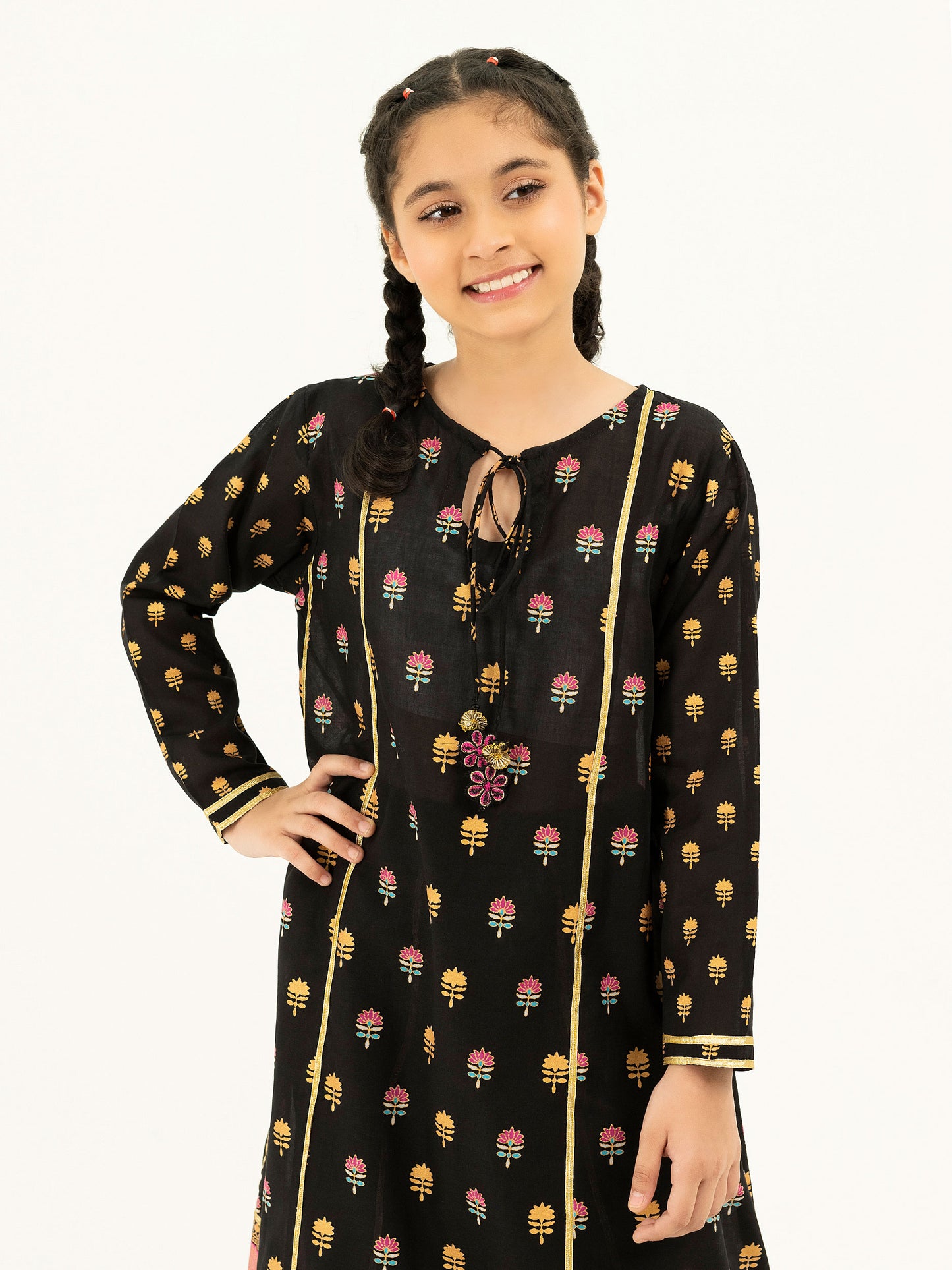 2 Piece Lawn Suit-Gold Paste Print (Pret)