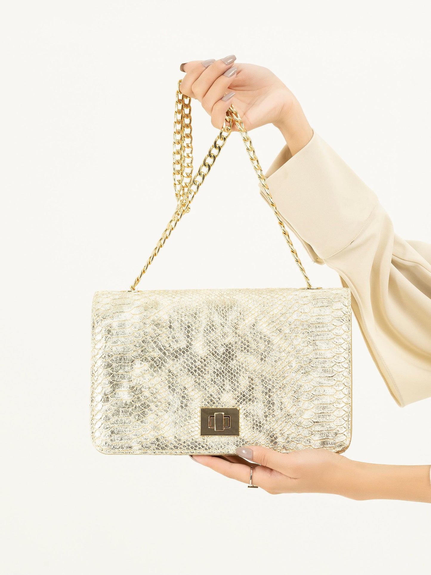 Gold Textured Handbag