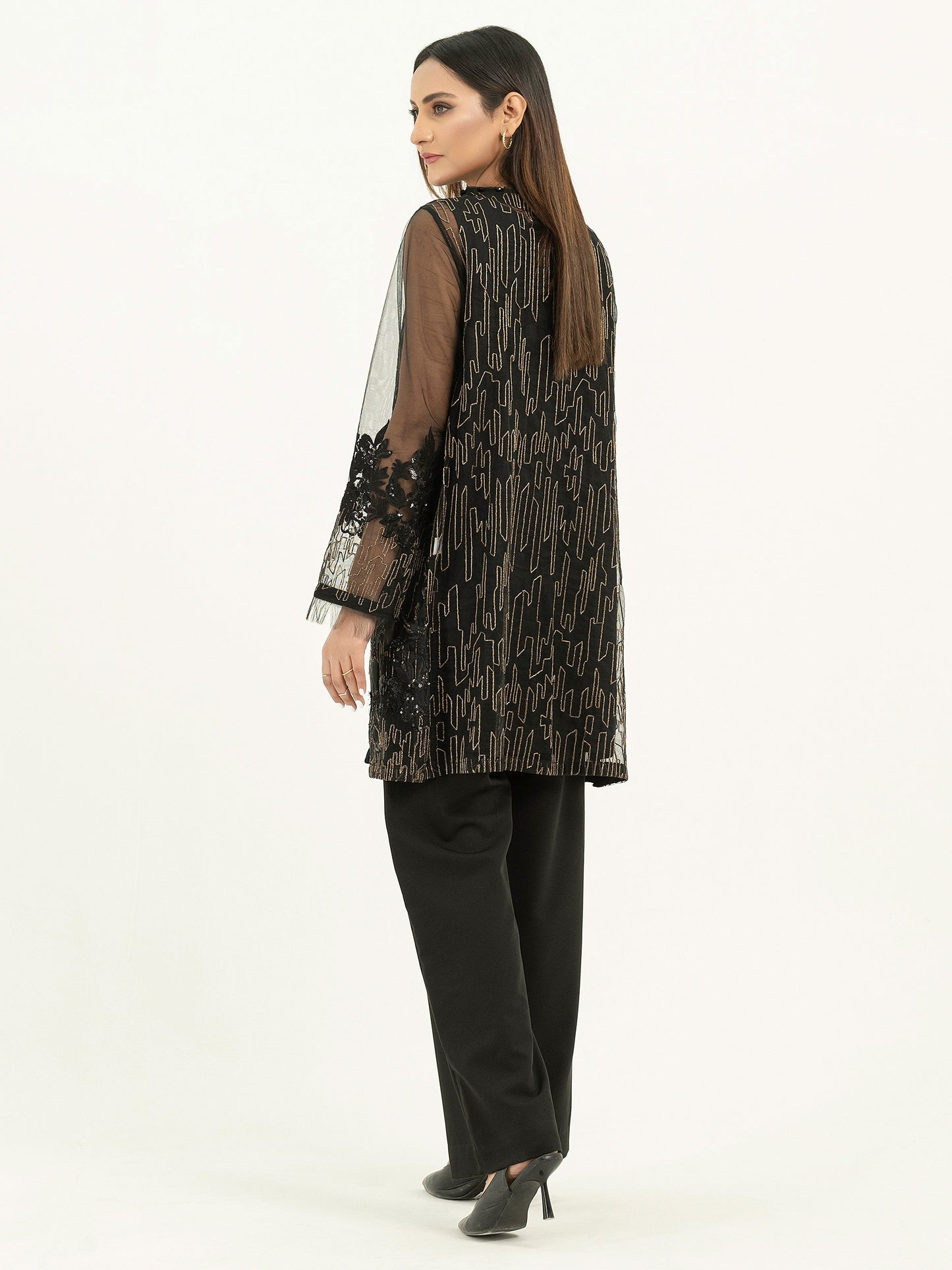 Net Cardigan-Embroidered (Pret)