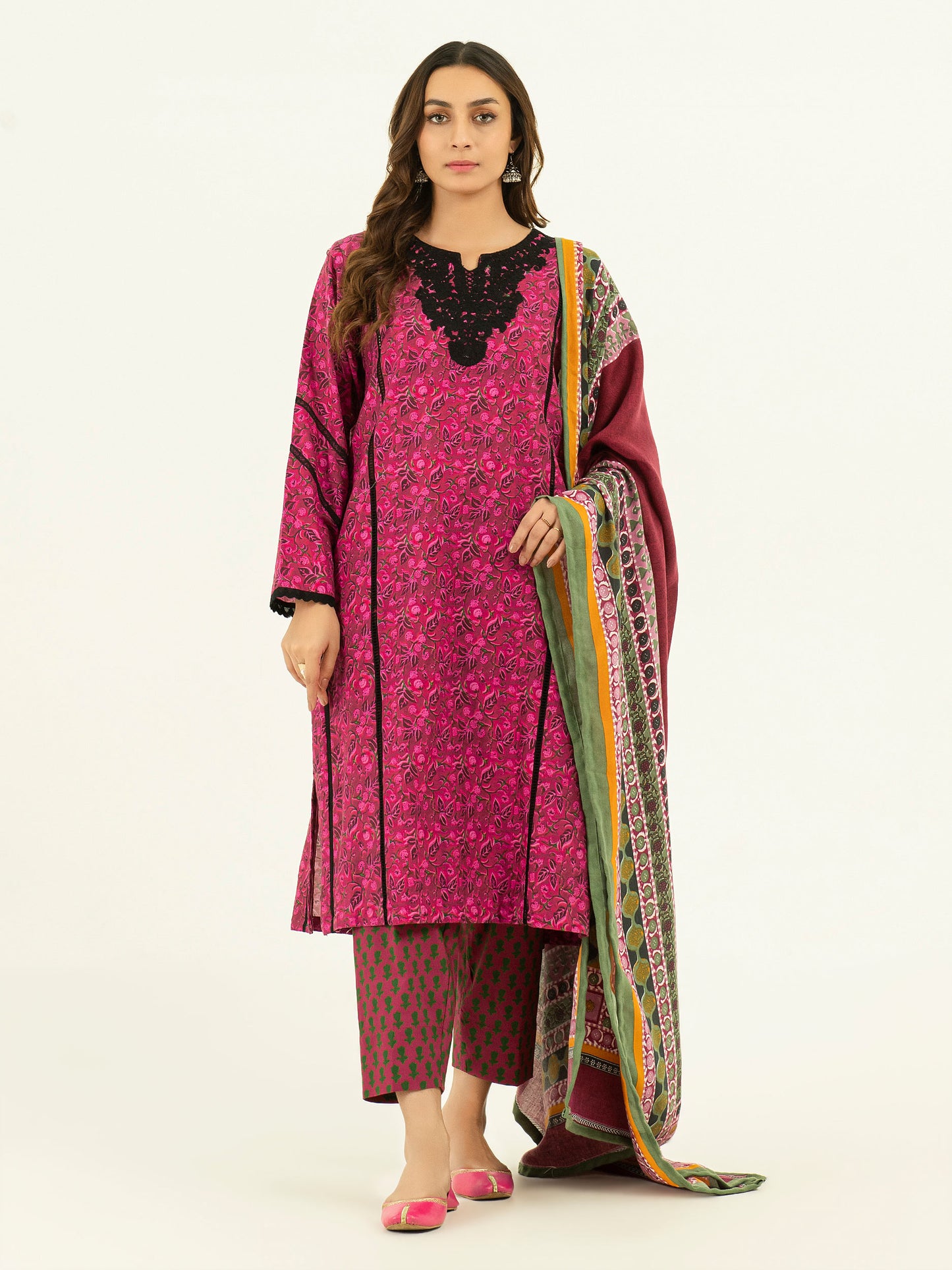 3 Piece Winter Cotton Suit-Embroidered (Pret)