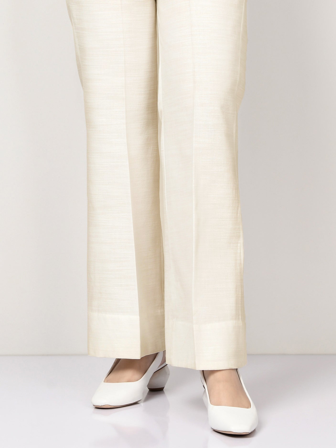 Silk Bootcut Pants - Off White