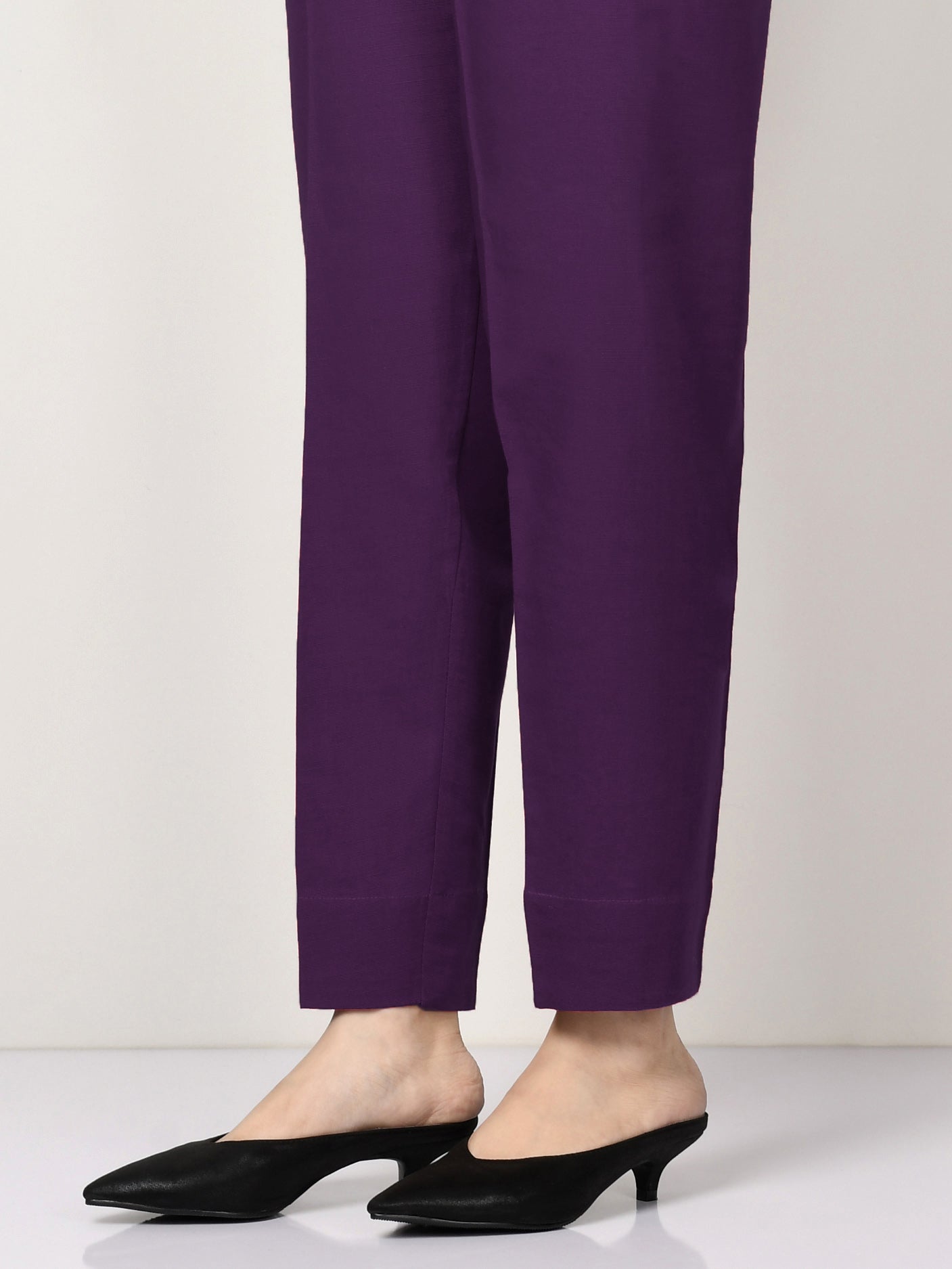 Khaddar Straight Trouser - Purple