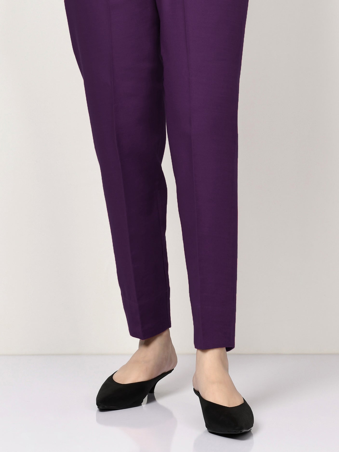 Khaddar Straight Trouser - Purple