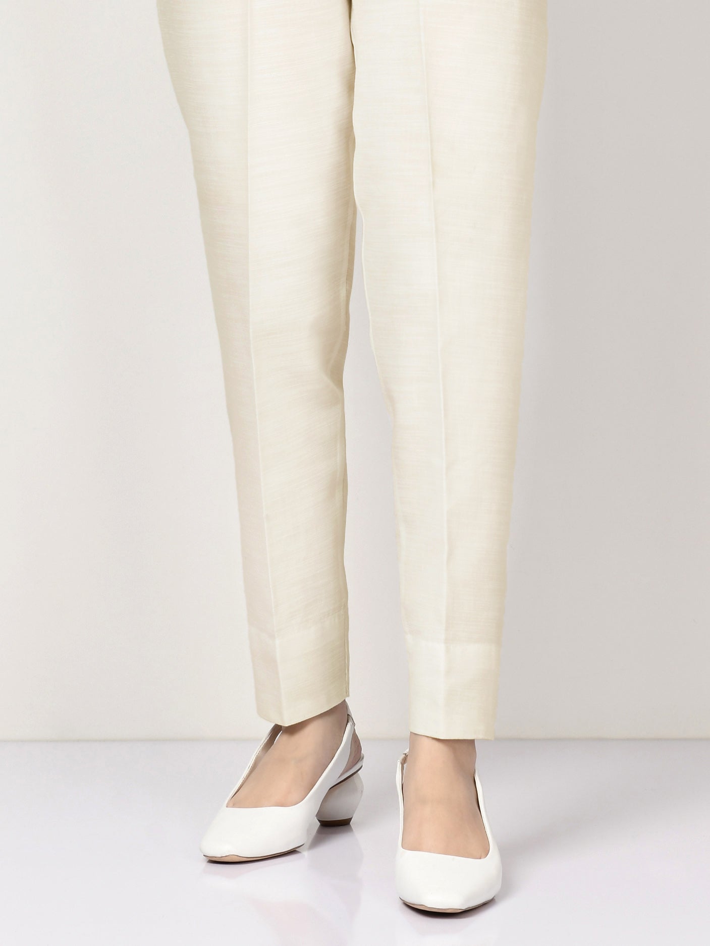 Silk Straight Trouser - Off White