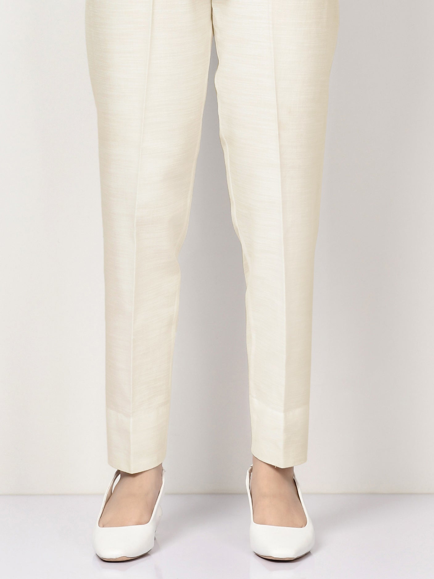Silk Straight Trouser - Off White