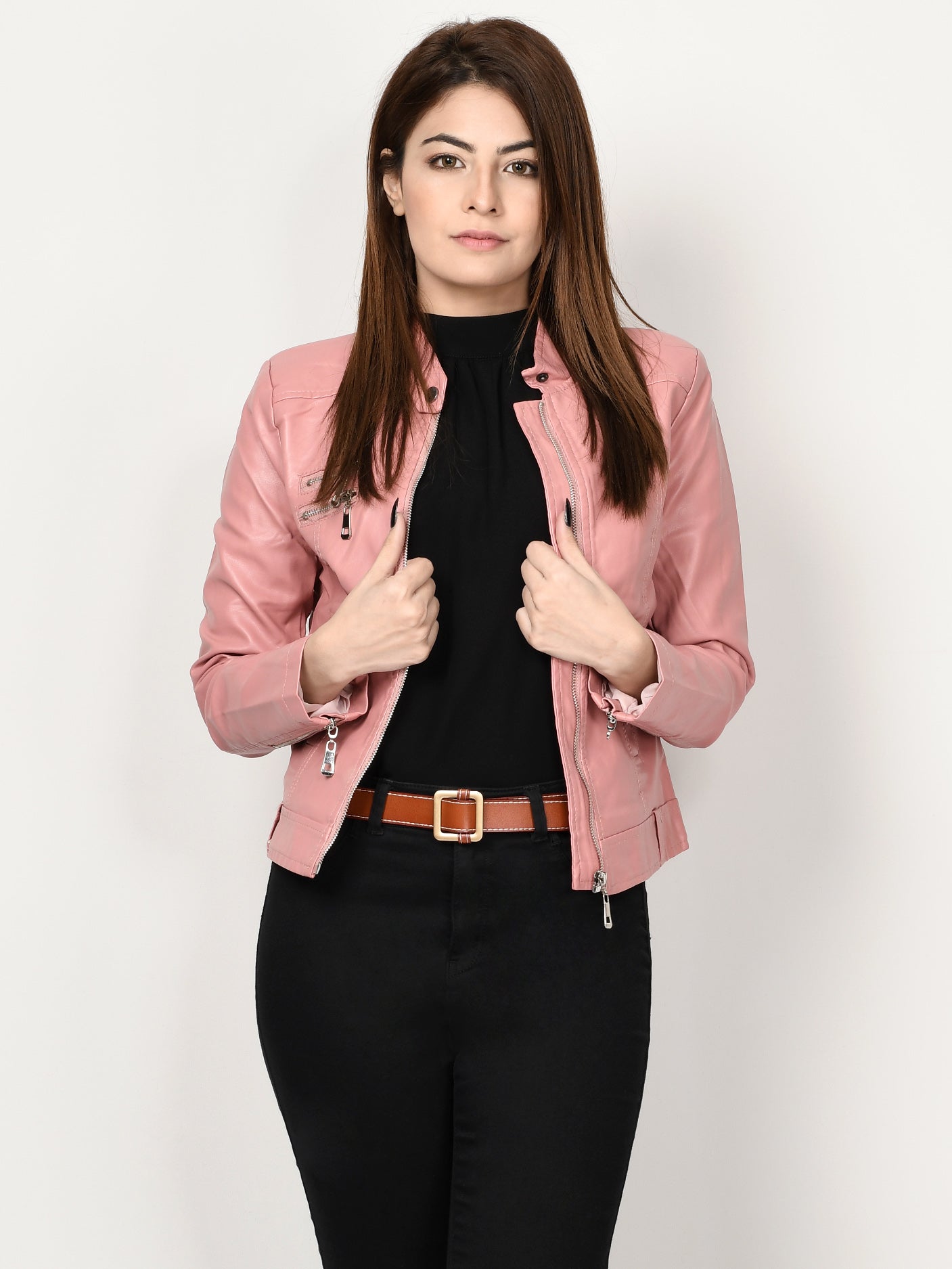Leather Jacket - Tea Pink
