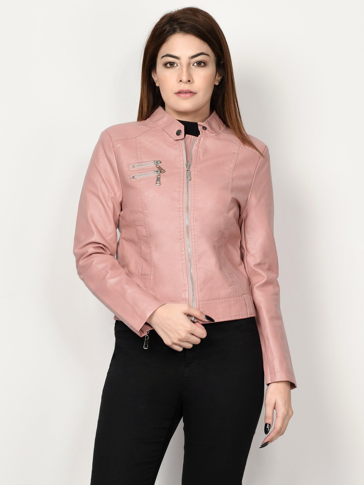 Leather Jacket - Baby Pink