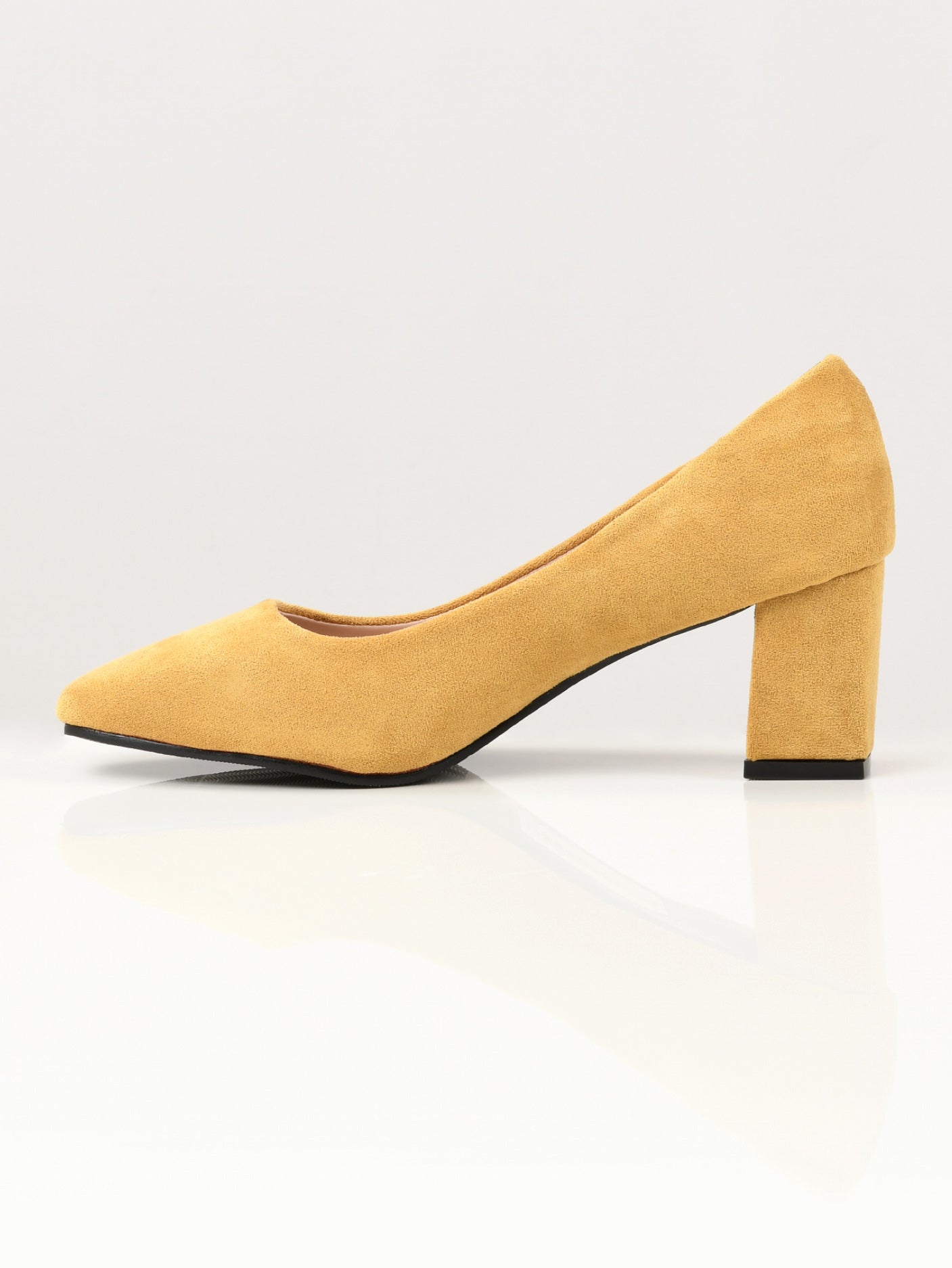 Suede Block Heels - Yellow