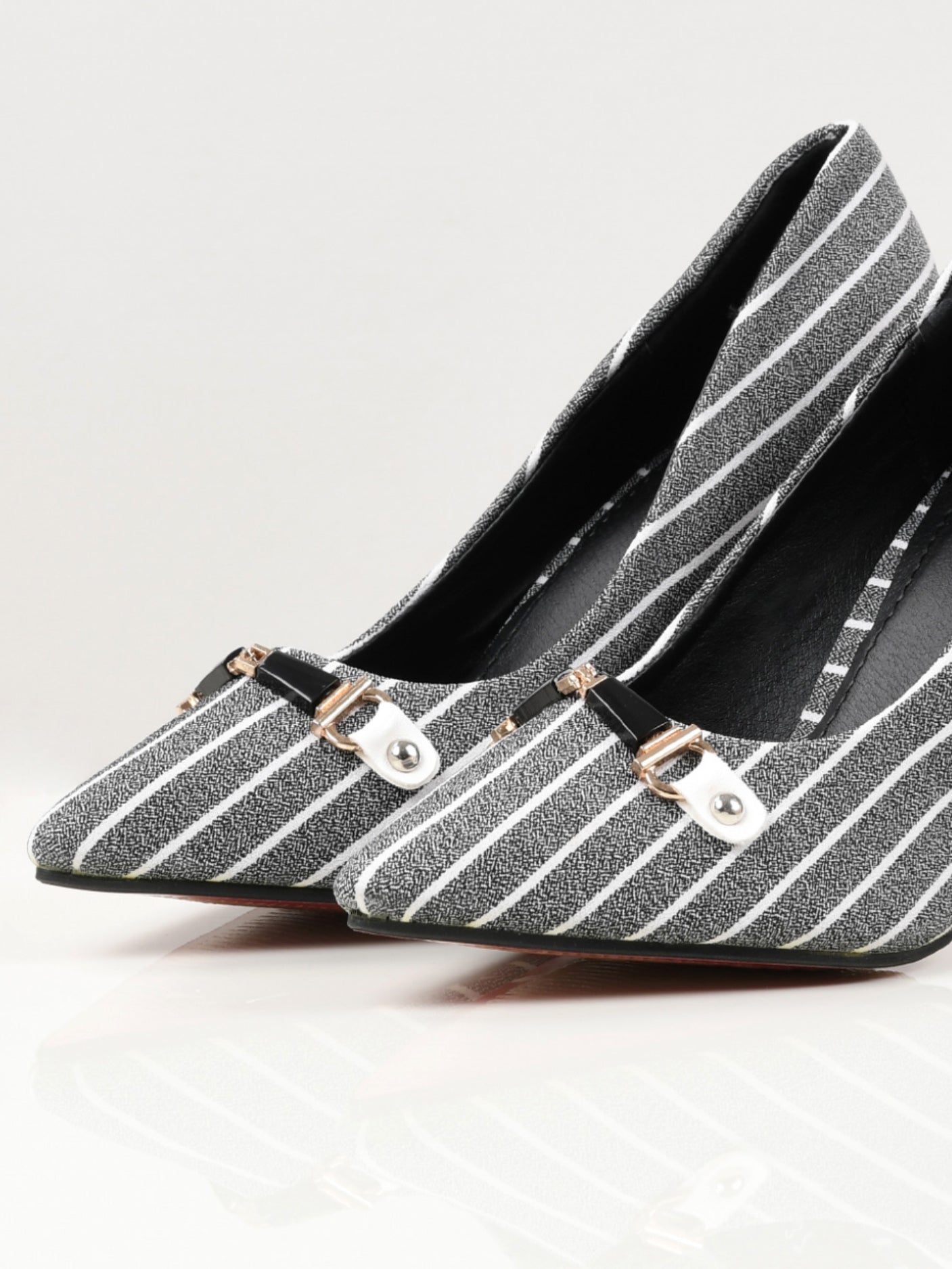 Striped Heels - Grey